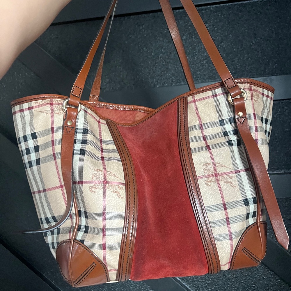 Burberry Beige and Red Plaid Tote - Picture 9 of 10